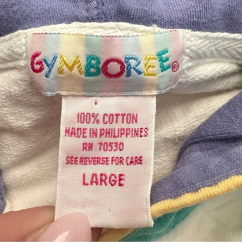 Vintage Gymboree Rainbow Tag Color Block Hoodie Jacket w/Flowers Girls 4T L RARE